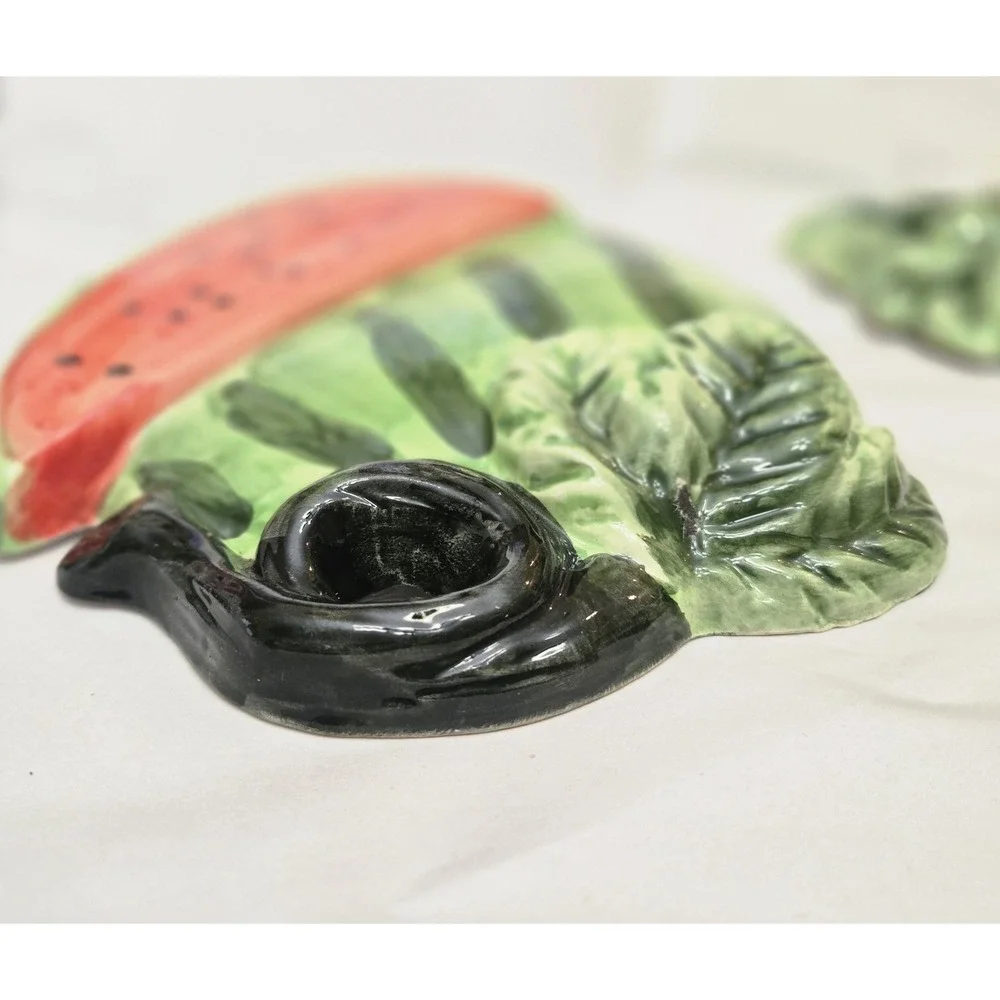 3 Vintage Hand Painted Ceramic 3D Fruit Wall‎ Hanging Home Decor 7 - 8 Inches